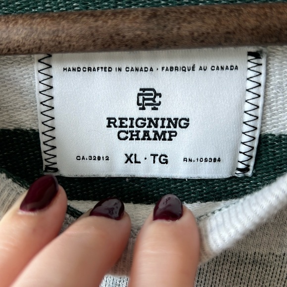 Reigning Champ Reversible Striped Terrycloth Lightweight Crewneck - Picture 2 of 5